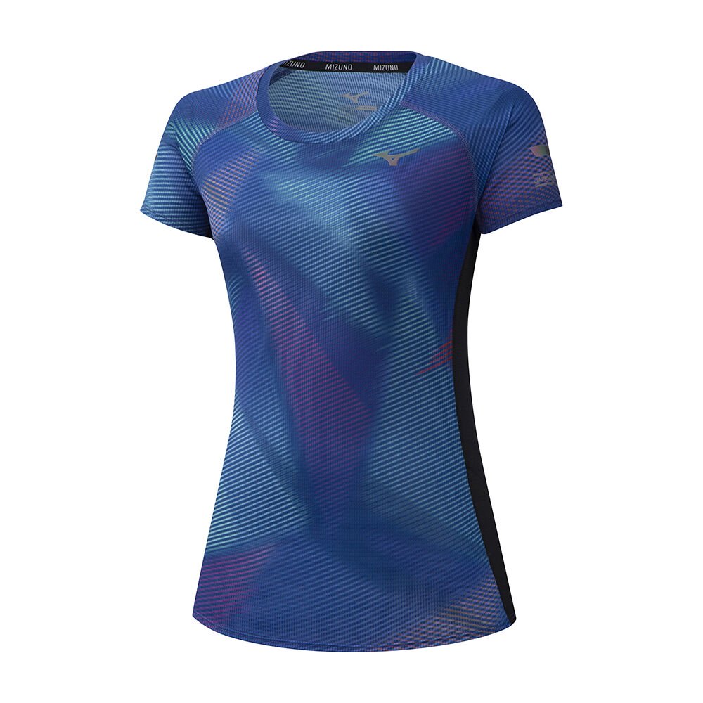 Women's Mizuno T-Shirts Blue Aero Graphic Apparel - J2GA022029